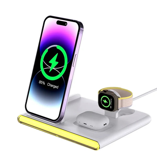 4-in 1 foldable Wireless Charging Stand with LED  Night light