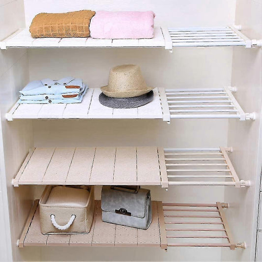 Expandable Shelves Wardrobe Organiser Closet Storage Cupboard Shelf For Kitchen, White Airing Cupboa