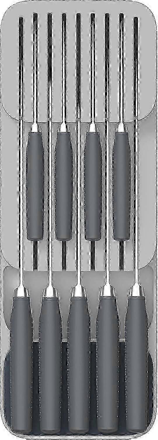 Knife Divider Organiser Cutlery Drawer Compartment Organiser , Kitchen Drawer Organiser Tray, Knife Holder, Grey