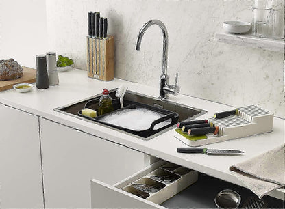 Knife Divider Organiser Cutlery Drawer Compartment Organiser , Kitchen Drawer Organiser Tray, Knife Holder, Grey