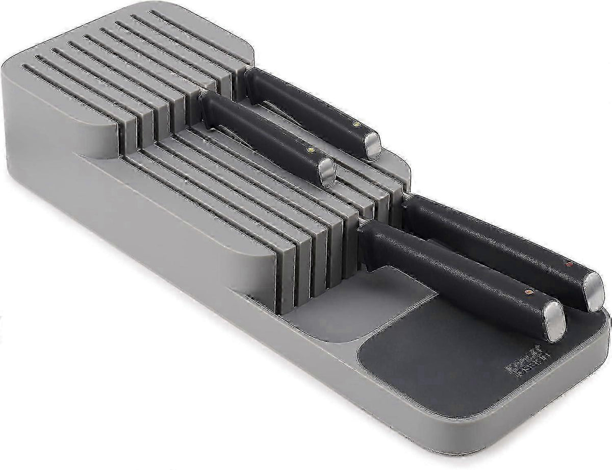 Knife Divider Organiser Cutlery Drawer Compartment Organiser , Kitchen Drawer Organiser Tray, Knife Holder, Grey