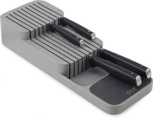 Knife Divider Organiser Cutlery Drawer Compartment Organiser , Kitchen Drawer Organiser Tray, Knife Holder, Grey