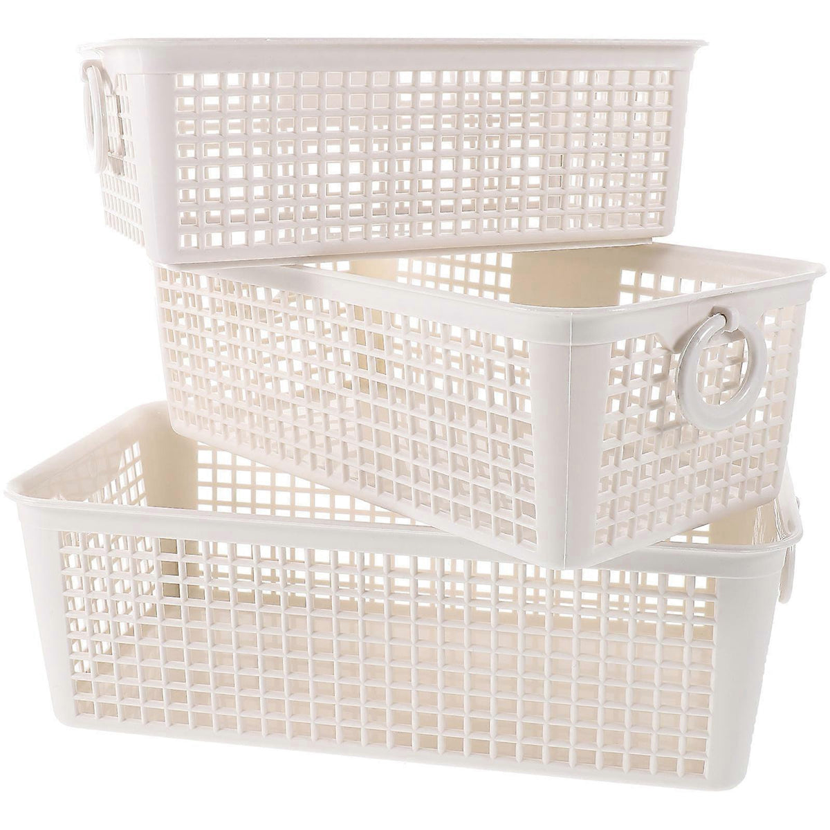 Home Organisation And Storage Wire Baskets With Handles For Desktop Accessories 26.5X14X8.8CM 3Pcs
