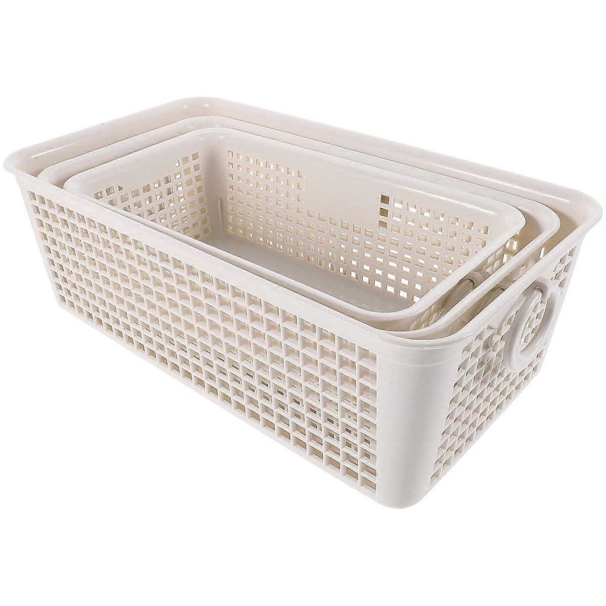 Home Organisation And Storage Wire Baskets With Handles For Desktop Accessories 26.5X14X8.8CM 3Pcs